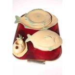 Shorter & Sons fish service including tureen, sauce boat and stand,