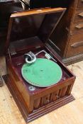 Vintage mahogany table gramophone.