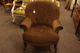 Siesta brown buttoned occasional chair.