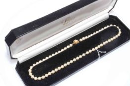 Lotus pearl necklace with 9 carat gold clasp.