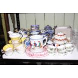 Collection of antique Chinese blue and white porcelain including two teapots and two tea caddies,