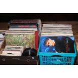 Five boxes of LP and single records, boxed sets, etc.