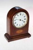 Small Edwardian inlaid mahogany mantel clock, 7.5cm high.