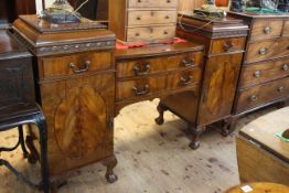 Early 20th Century carved mahogany Chippendale style pedestal sideboard on ball and claw legs,