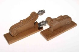 Robert Thompson of Kilburn 'Mouseman' pair of single wall lights, 23cm drop.