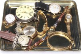 Gents silver pocket watch, fob and wristwatches.