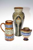 Royal Doulton stoneware vase, 28cm, and Lambeth jug and vase (3).