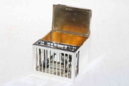 Edwardian silver 'Bird Cage' cigarette box formed with caged compartment of two birds in front of