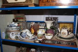 Collection including miniature dresser with ornaments, 1950's books including Enid Blyton,