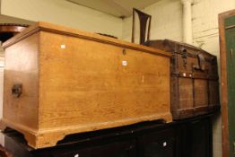 Vintage canvas bound dome top trunk and Victorian pine trunk.