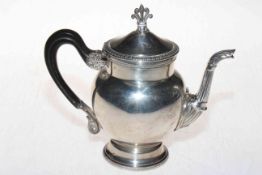 French silver bachelor teapot with moulded spout, late 19th Century, 15cm high.