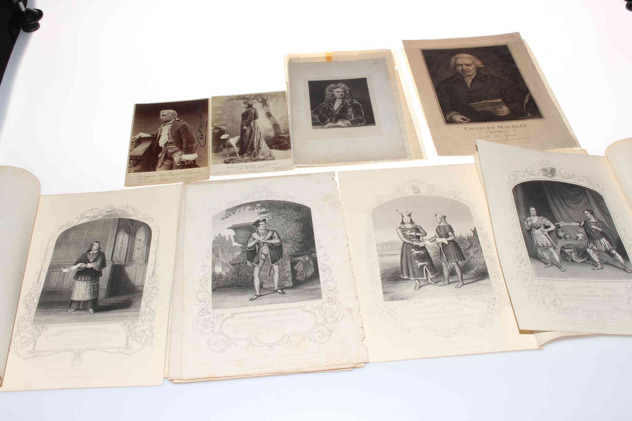 Collection of 19th Century theatrical prints together with signed Charles Wyndham cabinet portrait
