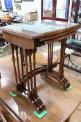 Nest of three mahogany spider leg tables (largest 60cm high by 52cm wide by 39.5cm deep).