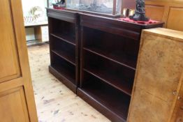 Pair mahogany open bookcases with frieze drawers, 119cm high by 93cm wide by 35cm deep.