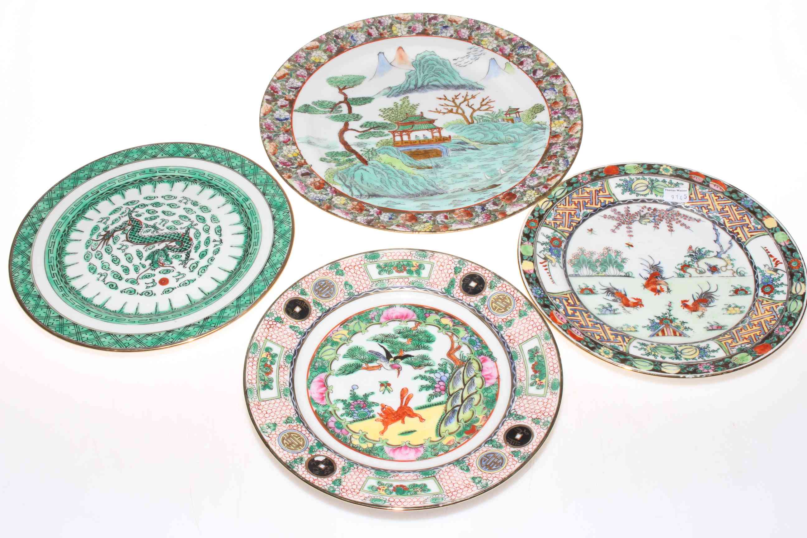 Collection of four Chinese decorative plates.