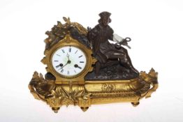 French gilt meal and bronze clock by Halsburg, Paris,