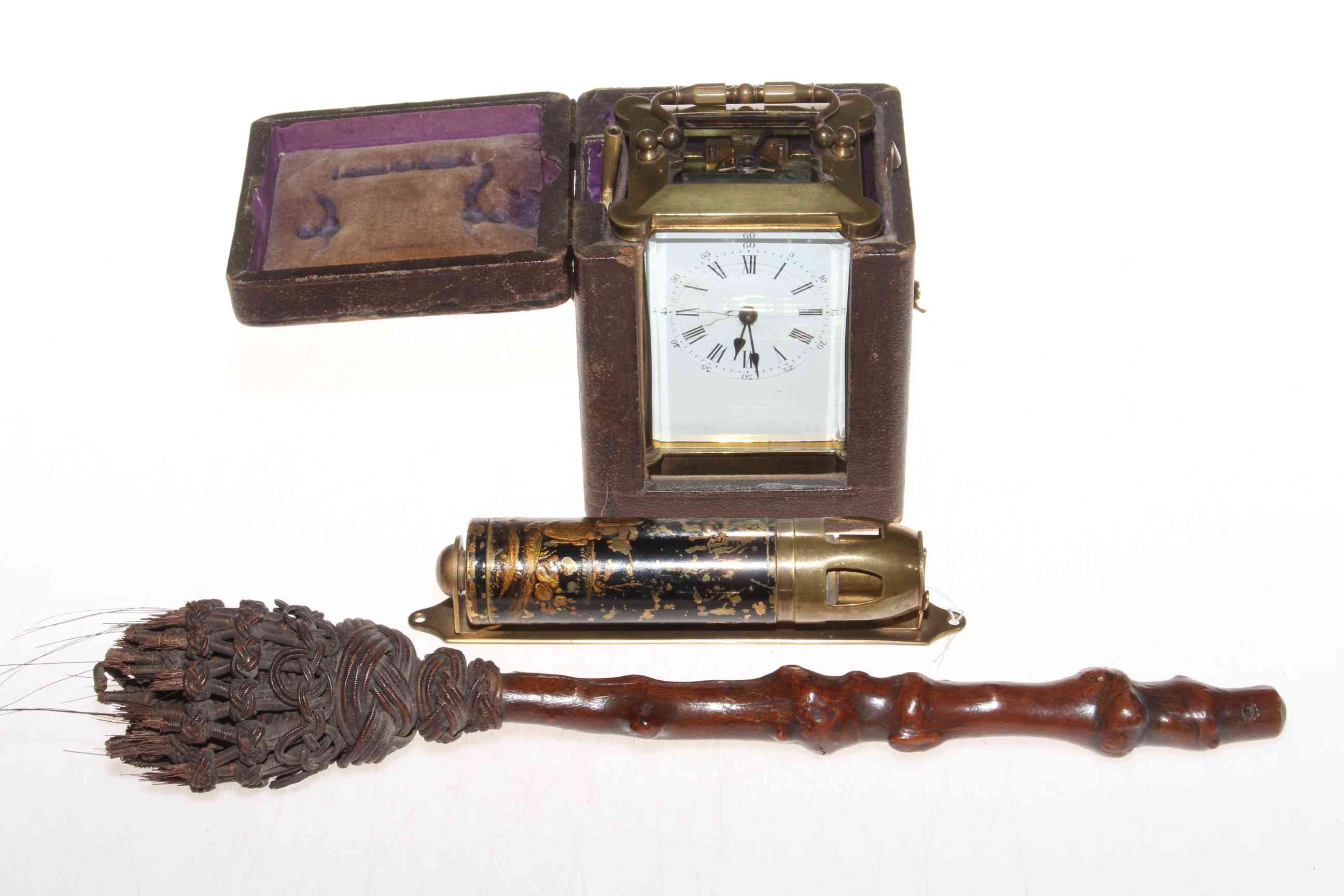 Cased gilt brass carriage clock,