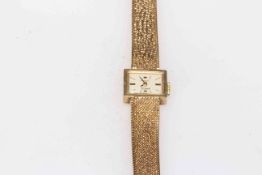 Rotary ladies 9 carat gold bracelet watch, face 11mm by 15mm.