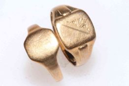 Two gents 9 carat gold rings.