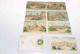 Collection of postcards depicting fantasy heads (8), topographical Britain,