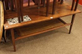 Vintage teak and tiled inset rectangular two tier coffee table,