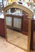 Victorian gilt painted arched top overmantel mirror, 133cm high by 98cm wide.