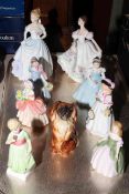 Collection of six small and two large Royal Doulton figures including Tess and Cissie,