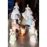 Collection of six small and two large Royal Doulton figures including Tess and Cissie,