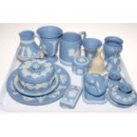 Collection of Wedgwood blue Jasperware (17 pieces).