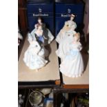 Six Royal Doulton ladies with boxes, Caroline, For You, First Dance, Claire, Jessica and Natalie.