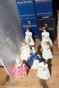 Seven small Royal Doulton figures with boxes, Goody Two Shoes, Mandy, Debbie, Julie, Amanda,