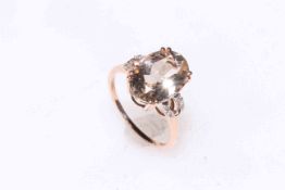 9k rose gold champagne danburite zircon ring, size P/Q, with certificate.