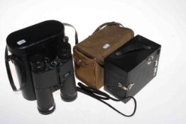 Ensign box, camera and pair binoculars.