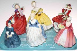 Six Royal Doulton ladies, Top O' the Hill, Autumn Breezes, The Last Waltz, Janet, Alison and Cherie.