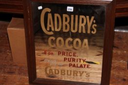 Vintage Cadbury's Cocoa advert mirror in oak frame, 60cm by 50cm including frame.