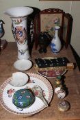 Collection of Oriental ceramics including vases and plates, cloisonne lidded box and vase,