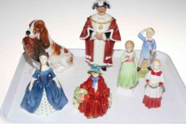 Six Royal Doulton figures, Linda, Choir Boy, Little Boy Blue, Tess, Debbie and The Mayer,