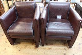 Pair Deco style tub chairs.