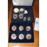 Large collection of gold plated and other coins, capsulated in presentation cases.