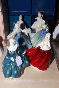 Six Royal Doulton ladies with boxes, Fragrance, Gail, Jane, Jennifer, Laura and Charlotte.