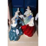 Six Royal Doulton ladies with boxes, Fragrance, Gail, Jane, Jennifer, Laura and Charlotte.