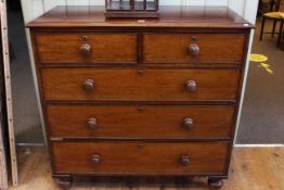 Victorian mahogany chest of two short above three long graduated drawers on turned feet,