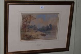 T.M. Richardson Jnr (1813-1890), Bolton Abbey, watercolour, 22cm by 31cm, framed.