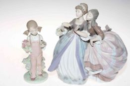 Lladro group of two ladies and Girl with Bird figure (2).