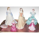 Two Royal Worcester ladies, Charlotte and Wistful, and three Coalport ladies (5).