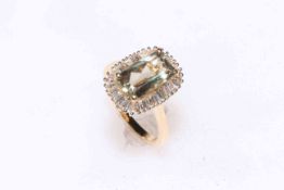 18k gold diaspore (3.75ct) and diamond ring, size N/O, with certificate.