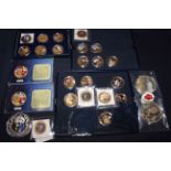 Assorted collection of gold plated and other coins with royalty, monarch interest.