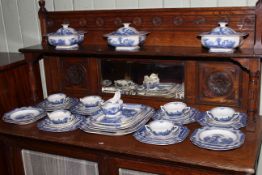 Forty four piece Adams blue and white dinner set with meat plates and tureens.