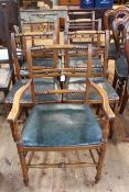 Set of seven Victorian Country oak/ash dining chairs including one carver.