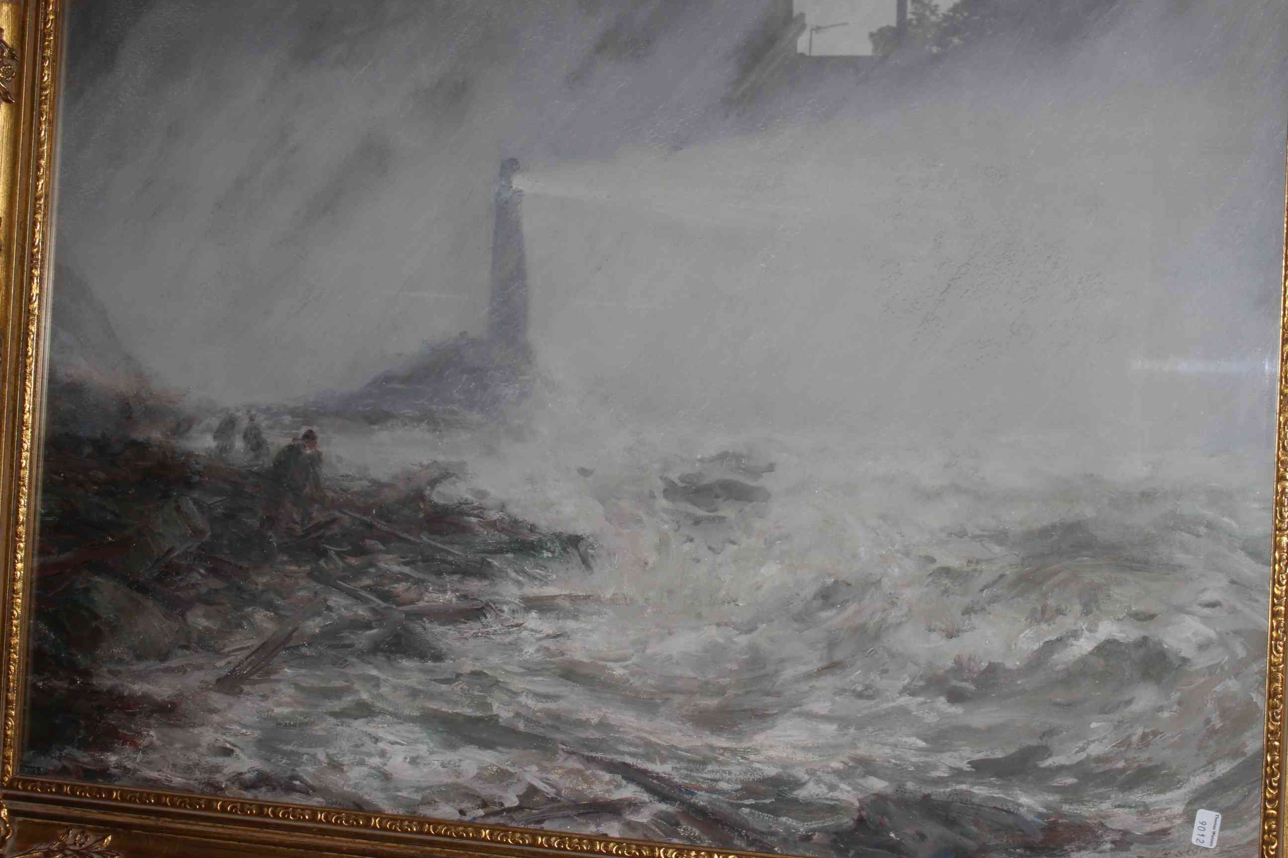 J.F. Slater (1857-1937), Treachery of fog at Sea, mixed media, 49cm by 74cm, framed. - Image 2 of 2